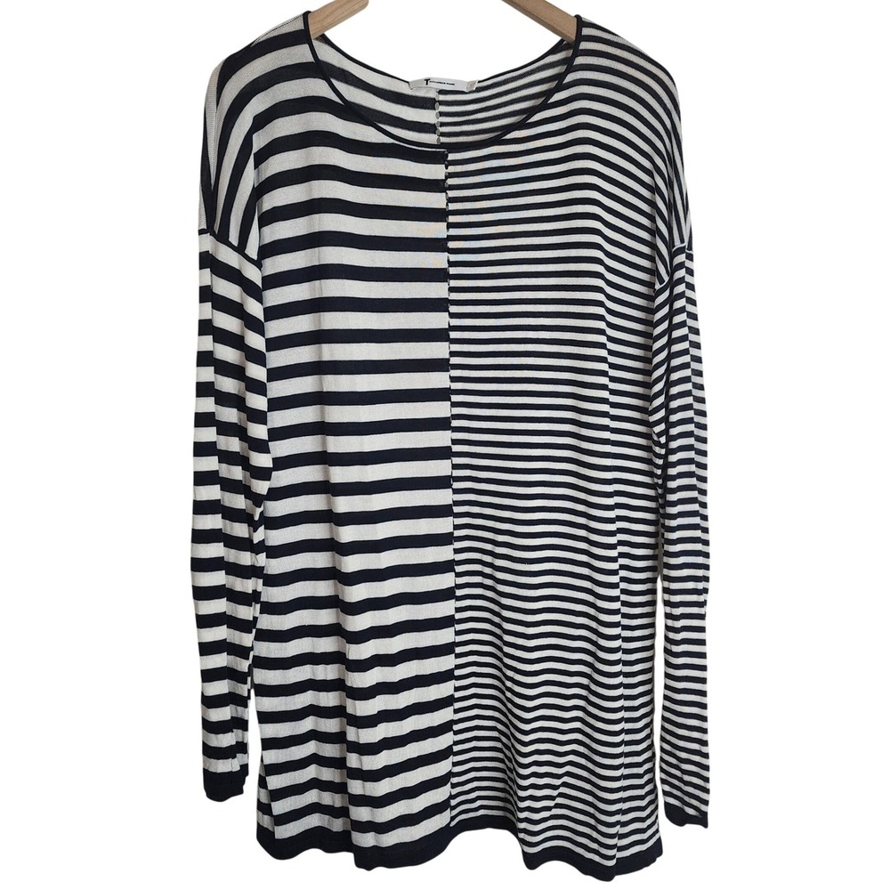 Alexander Wang Top‎ Women's Large Thin Sweater Eyelet Long Sleeve White Navy